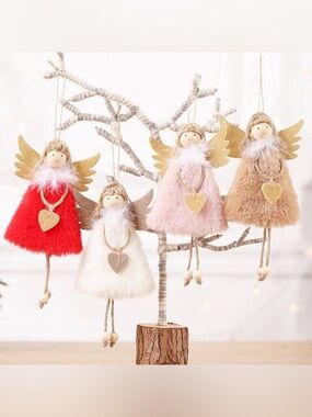 Christmas Plush Angel w/ Wings Christmas Ornament Hanging Dolls Decor 4 pack NEW